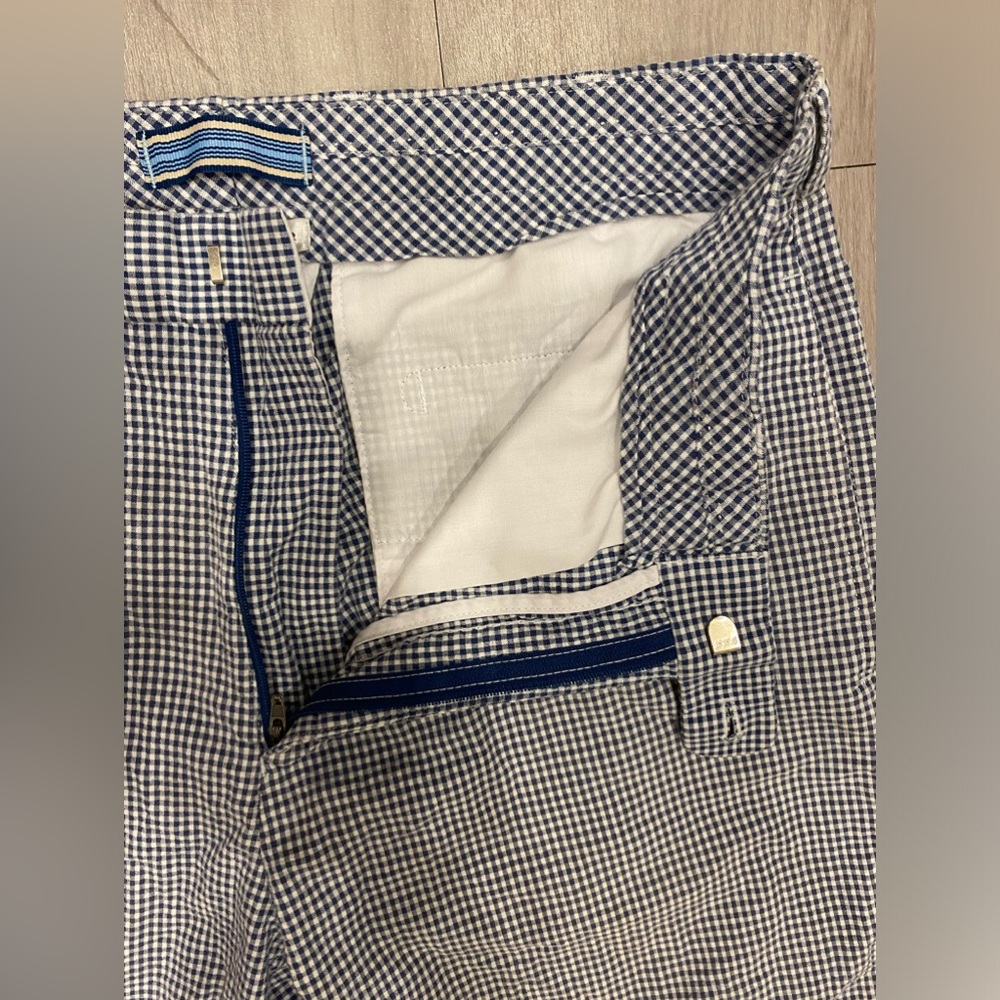 Peter Millar Gingham Checked Blue White Cotton Sh… - image 6